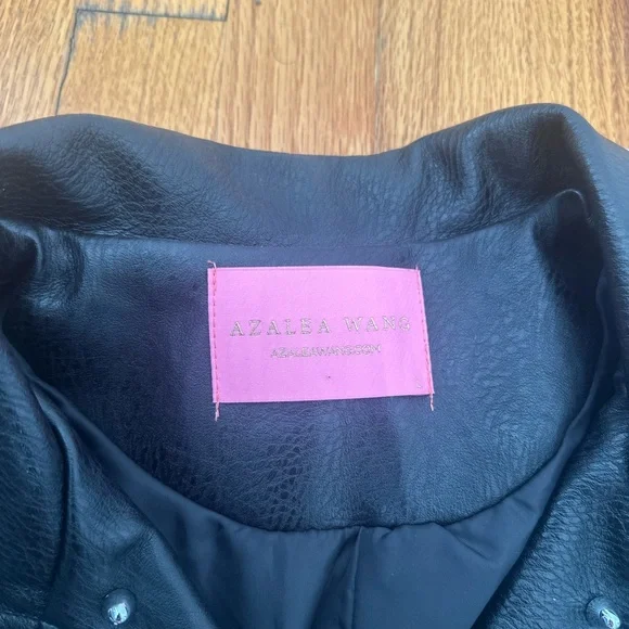 Edgy Black and Pink Leather Jacket with Studded Details - Picture 4 of 4